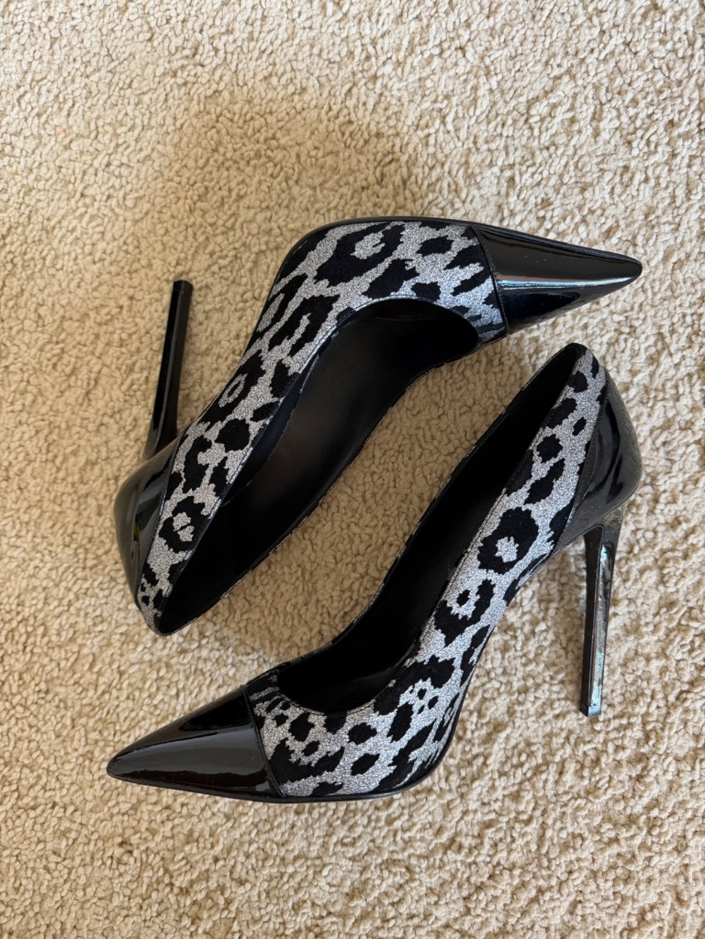 Balmain Parent Leather Pumps with silver and black leopard print